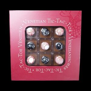 Vintage Venetian Glass Marble Tic Tac Toe Game Large Art Glass Board In Box EUC